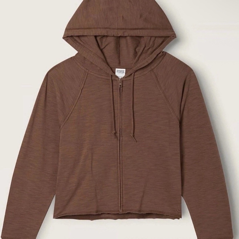 PINK Victoria's Secret Brown Zip-Up Hooded Jacket